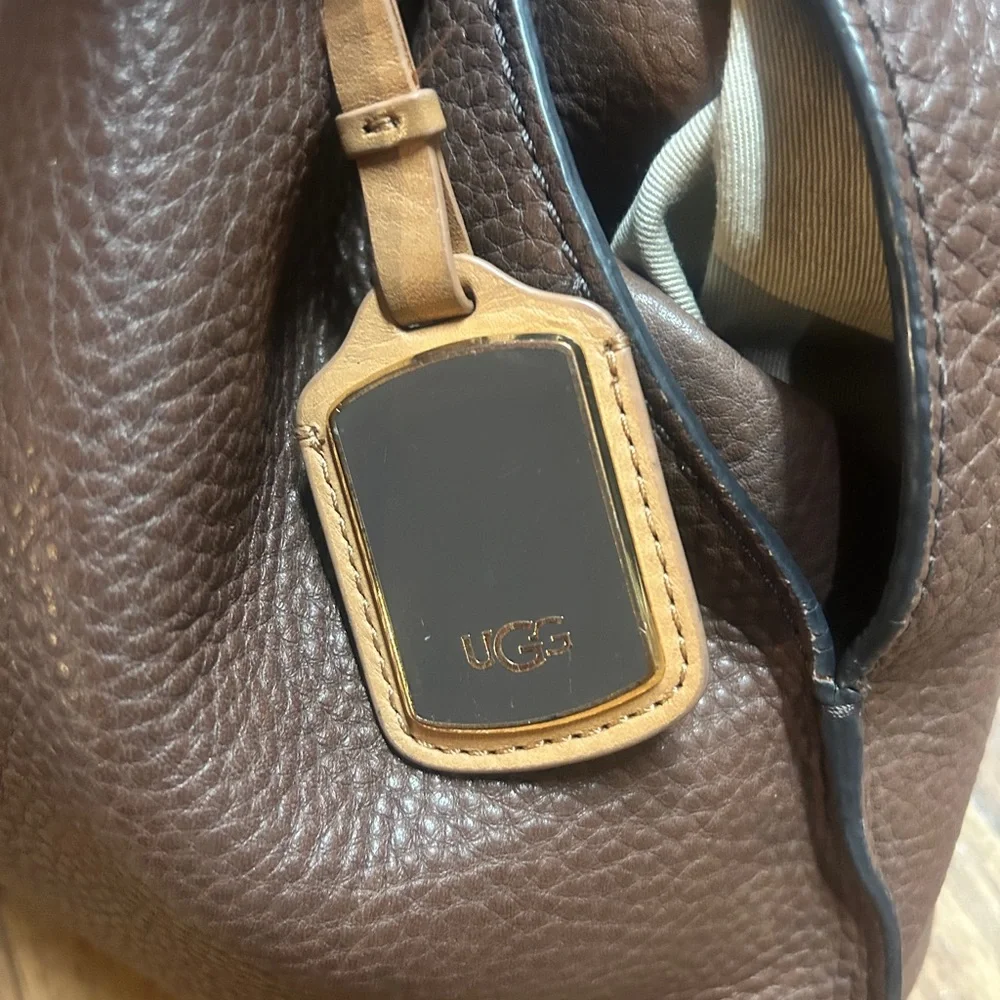 UGG Australia Brown Pebble Leather Hobo Handbag